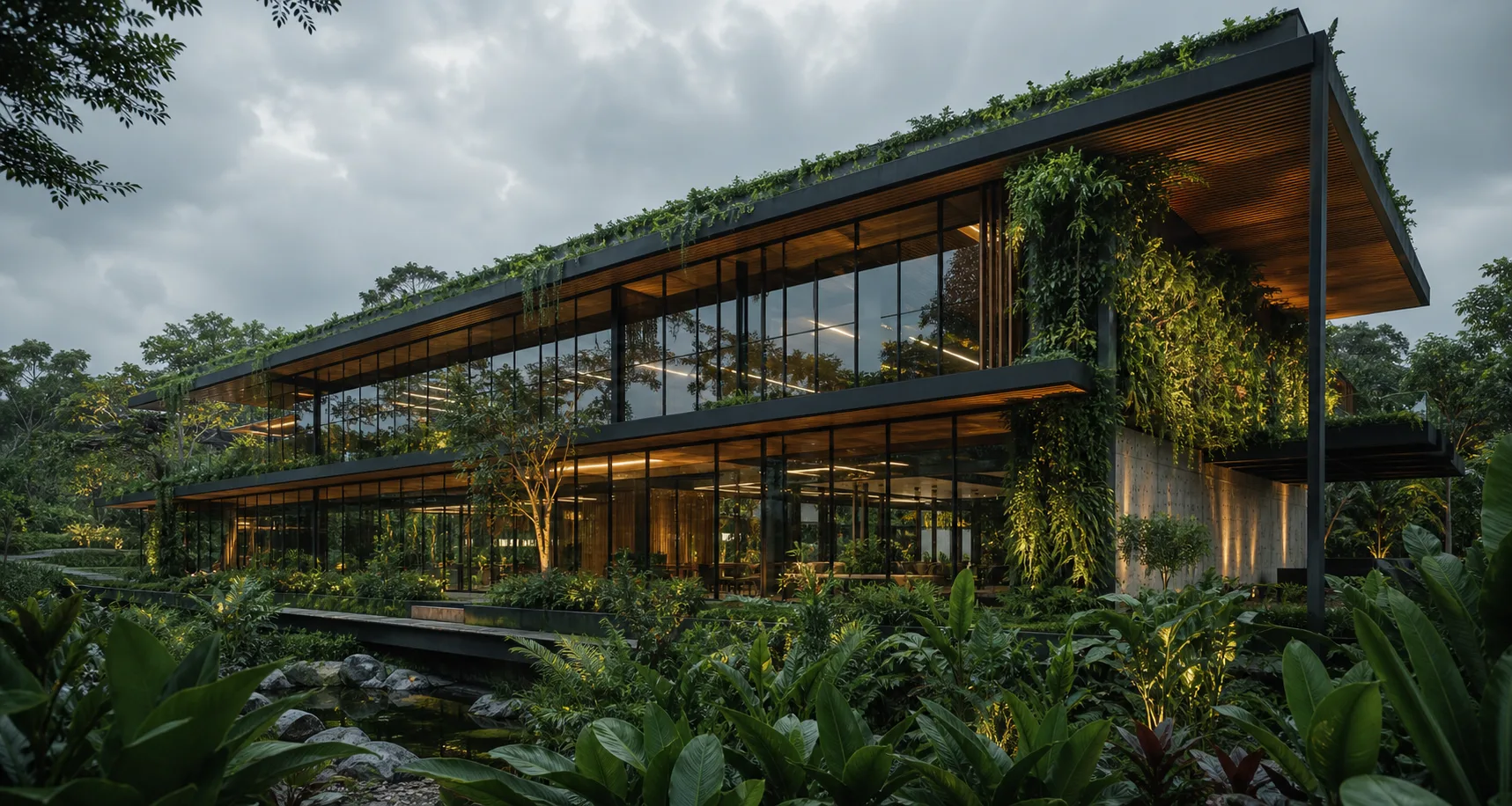Arquitetura sustentável com vegetação integrada